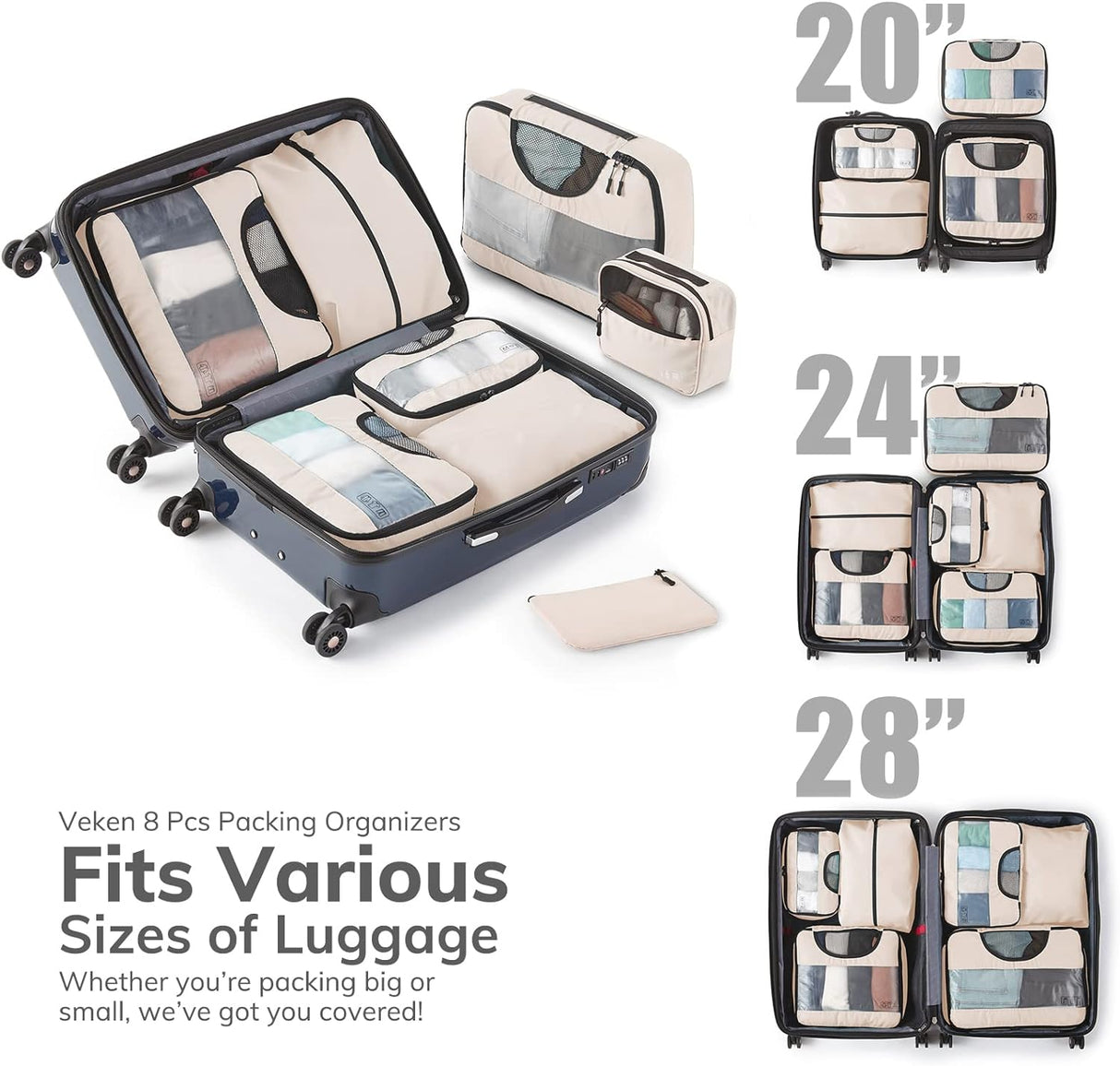 Juego de 8 cubos de embalaje para maletas