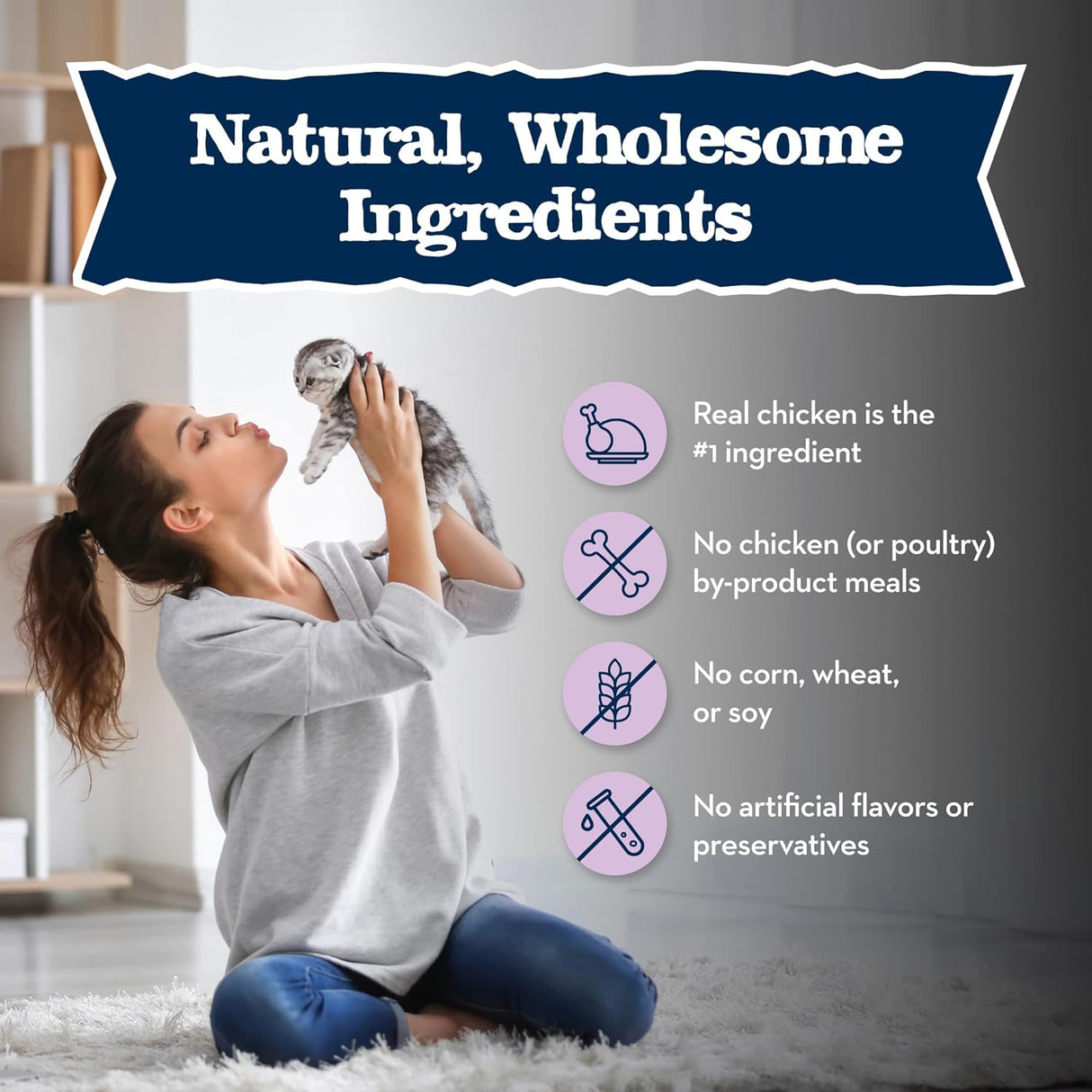 Blue Buffalo Baby Blue Healthy Growth Formula Natural Kitten Alimento seco para gatos, pollo y arroz integral, 2 libras