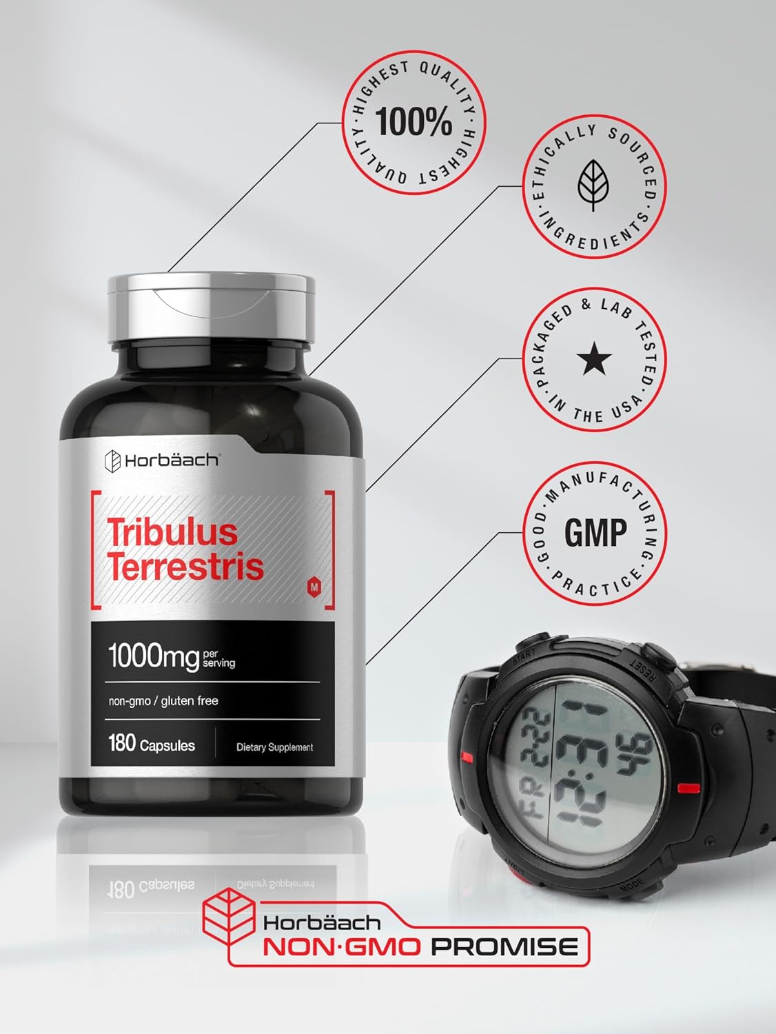 Suplemento Tribulus Terrestris 1000 mg 180 cápsulas