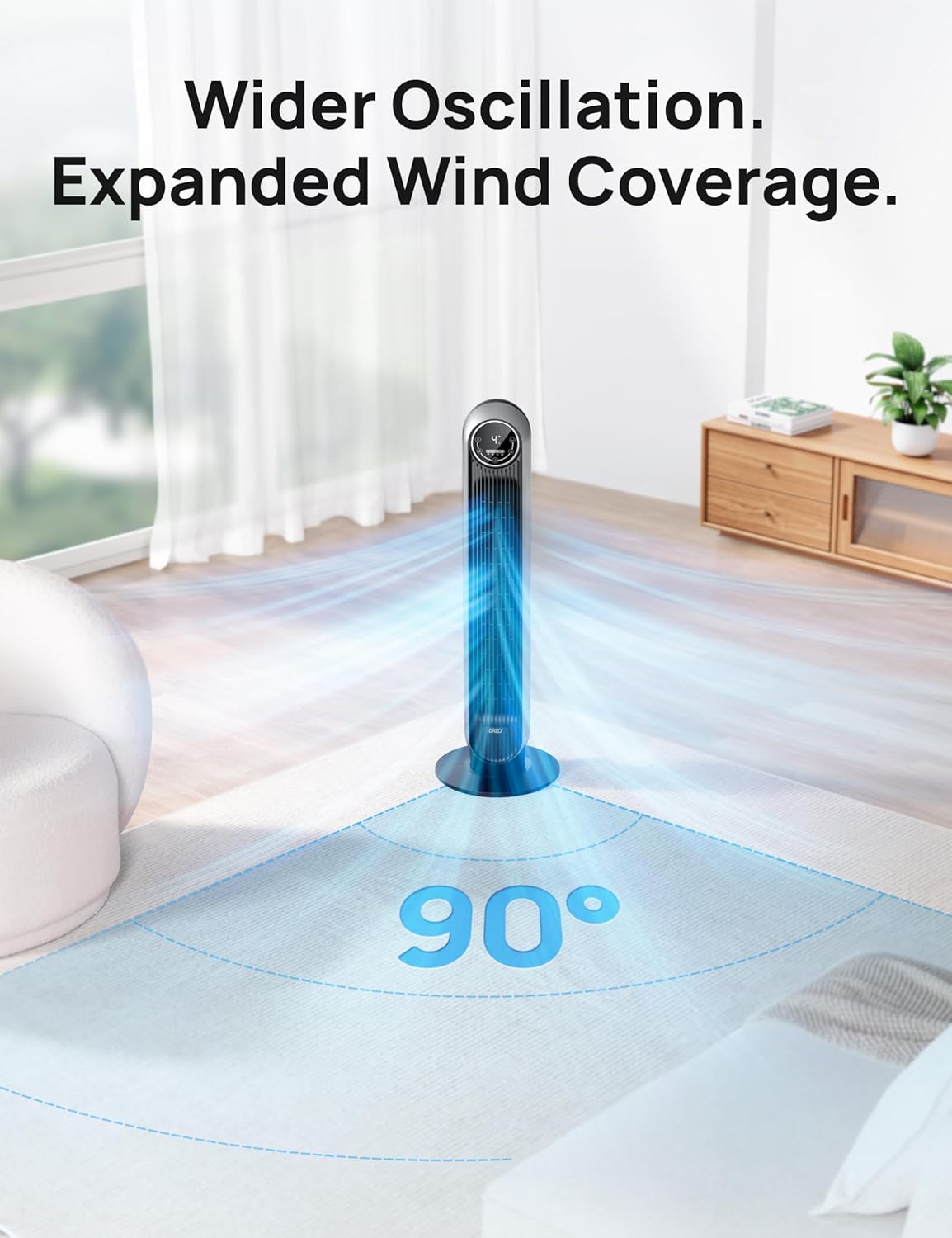 Ventilador Dreo para dormitorio, silencioso, 90° oscilante, DR-HTF007