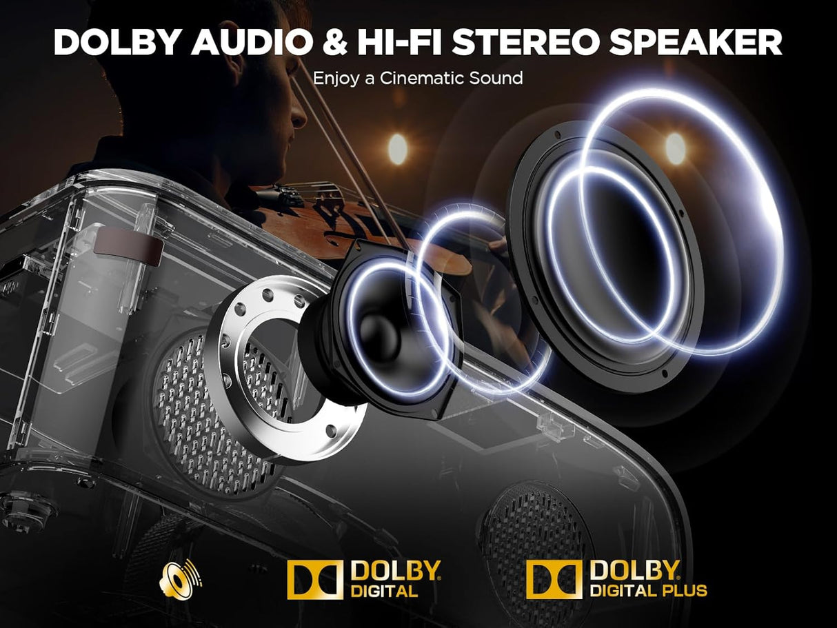 Proyector inteligente DBPOWER 1080p, WiFi 5G, Netflix y Dolby