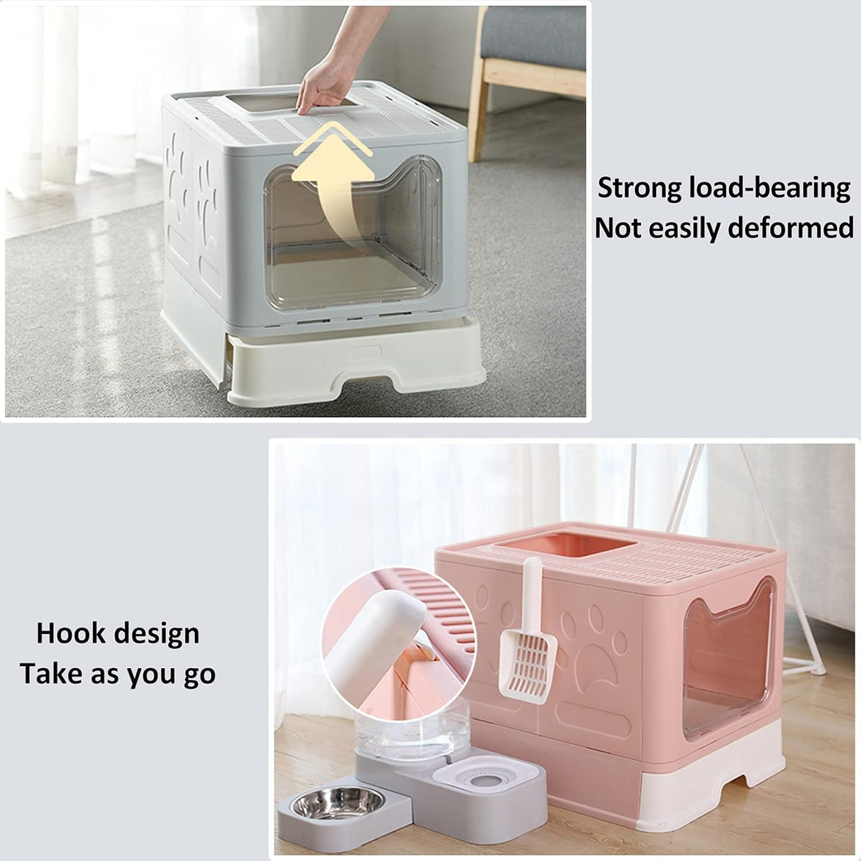 Caja de arena plegable para gatos con tapa Panghuhu88