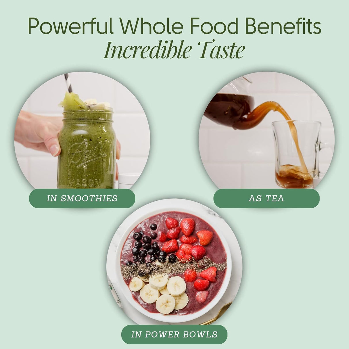 Suplemento en polvo de superalimento de té 30 porciones