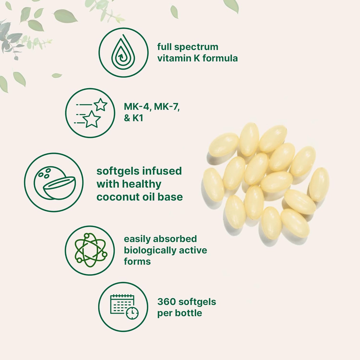 Suplemento de Vitamina K Compleja Micro Ingredientes, 360 cápsulas
