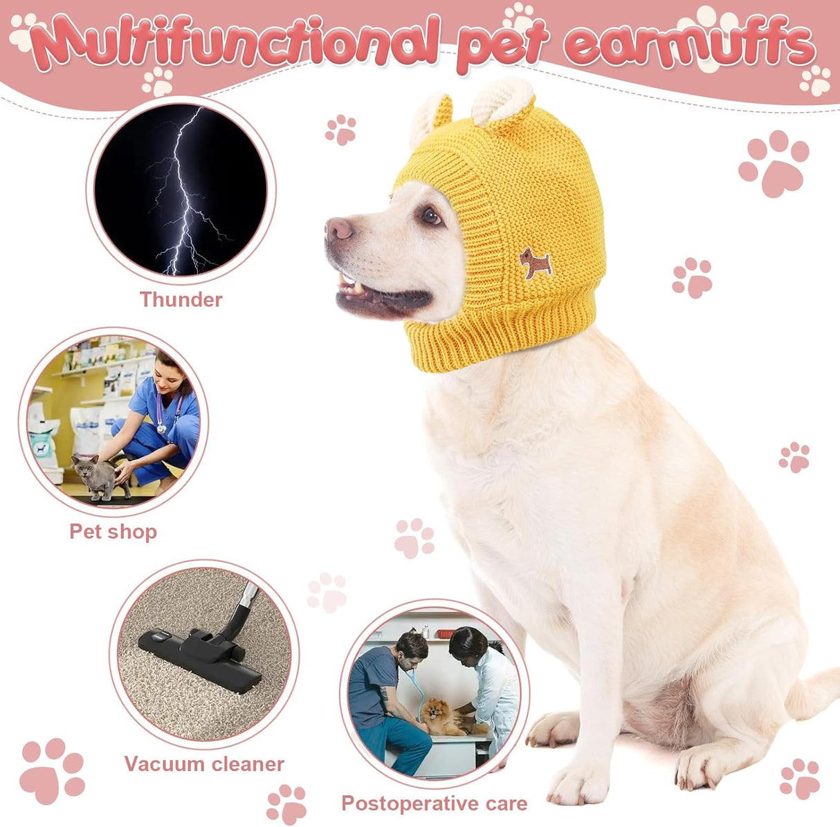 Protección Auditiva para Perros, Gorro Térmico, Talla Mediana-Grande