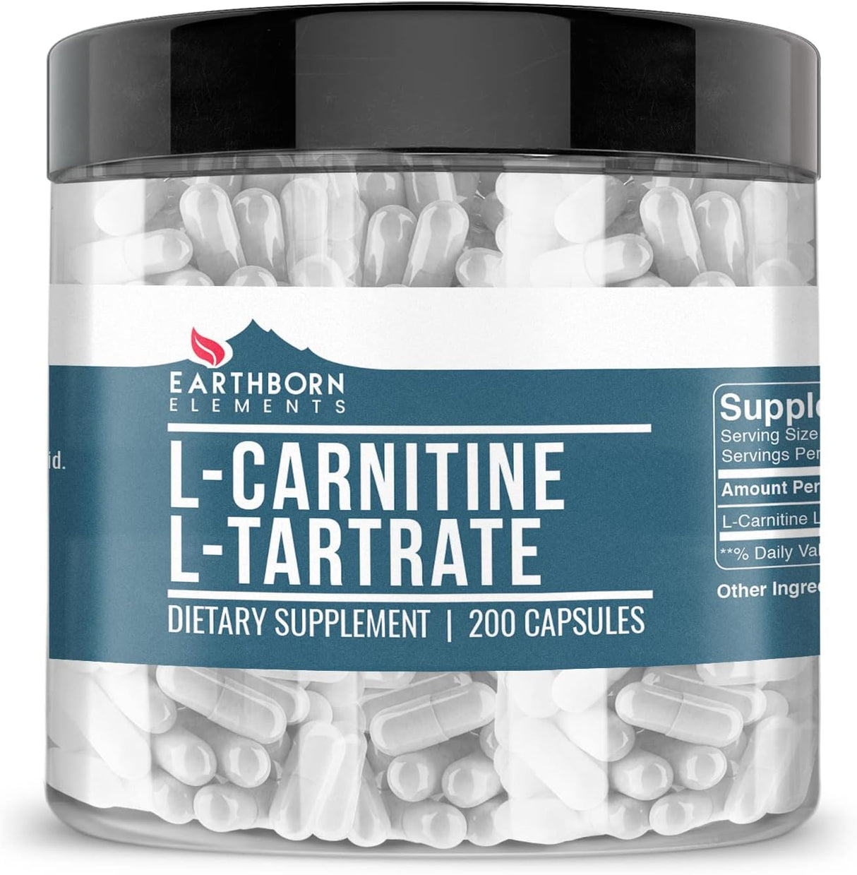 L-Carnitina Tartrato Earthborn Elements, 200 Cápsulas, Sin Aditivos