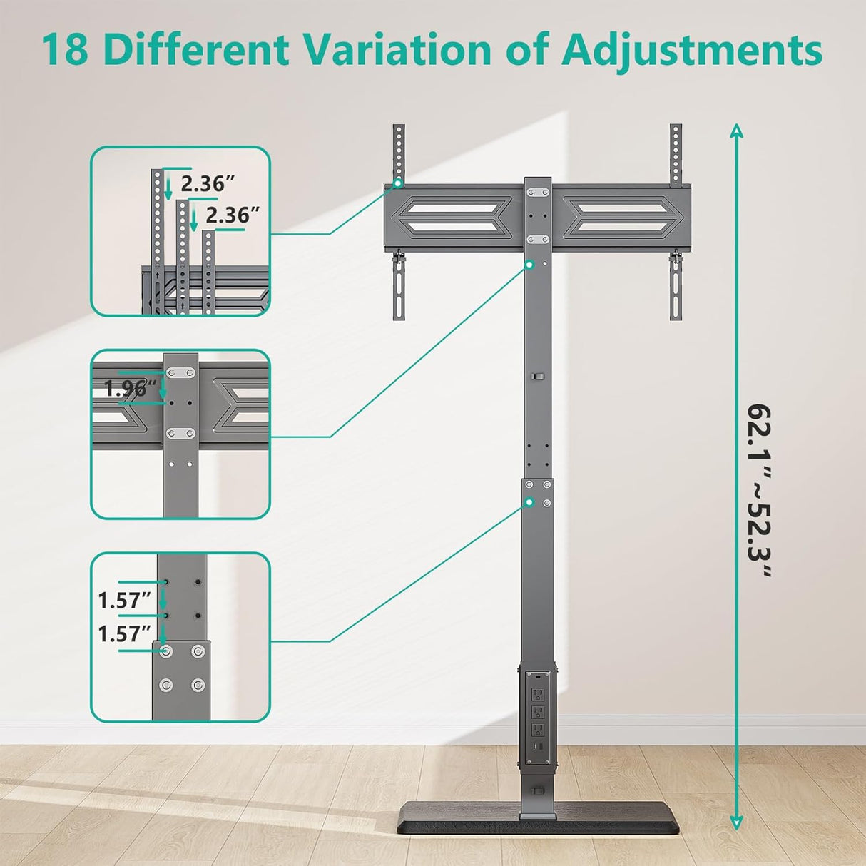 Soporte de TV de suelo con toma de corriente WALI
