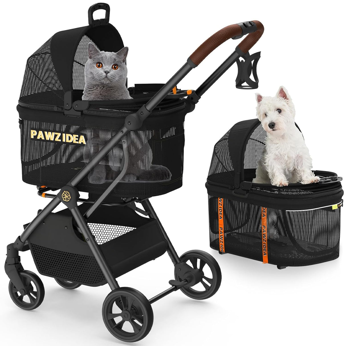 Carrito para Perros PAWZIDEA 4 en 1, Plegable y Ligero