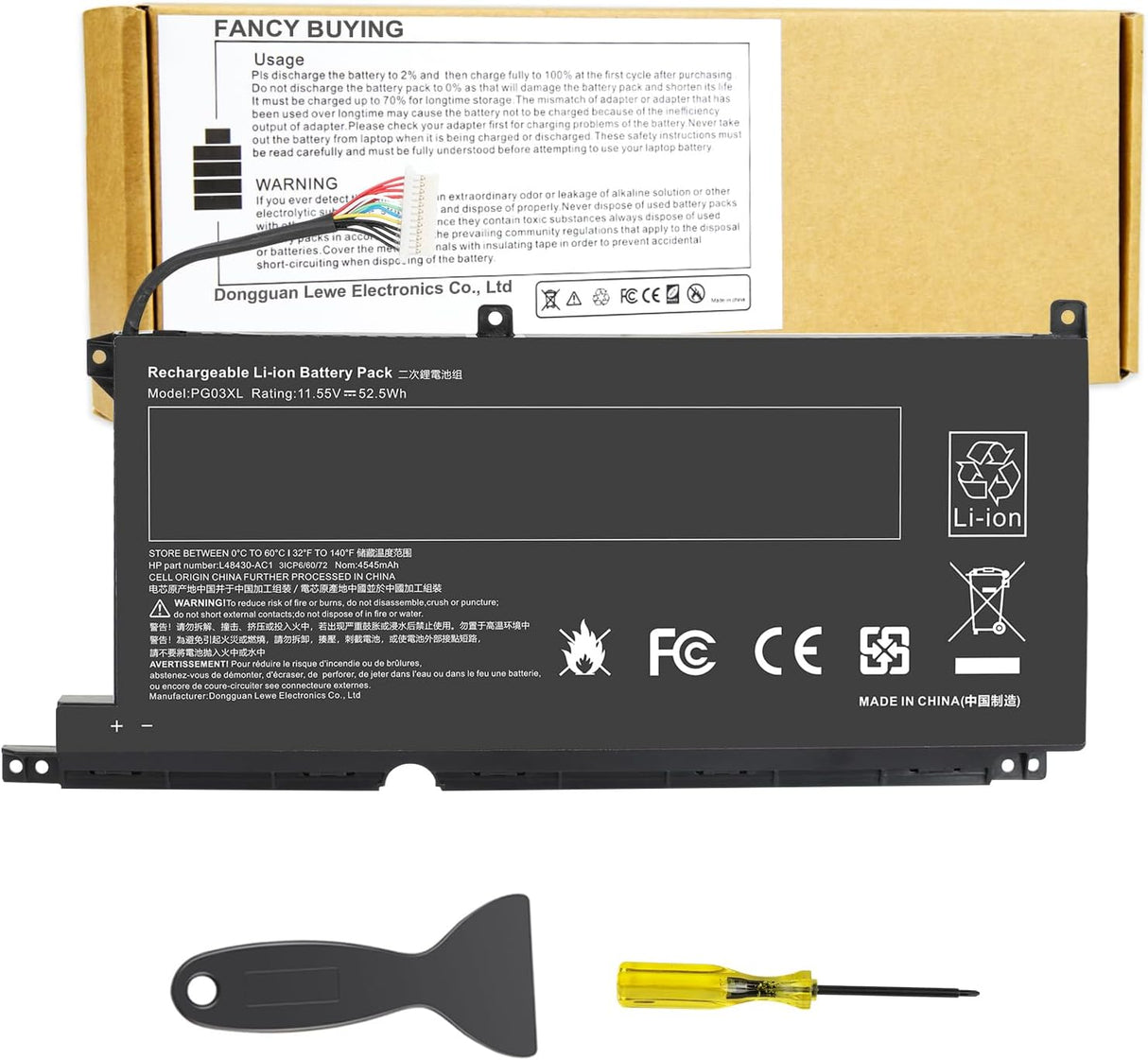 Batería PG03XL 3ICP6/60/72 para HP Pavilion Gaming 15 y 16