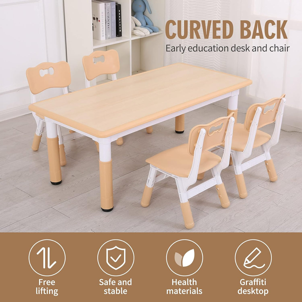 UNICOO Juego de mesa y sillas de estudio para niños