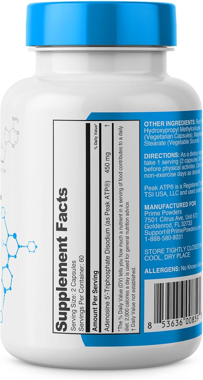 Cápsulas de ATP - 120 cápsulas - 400mg - Energía y Resistencia