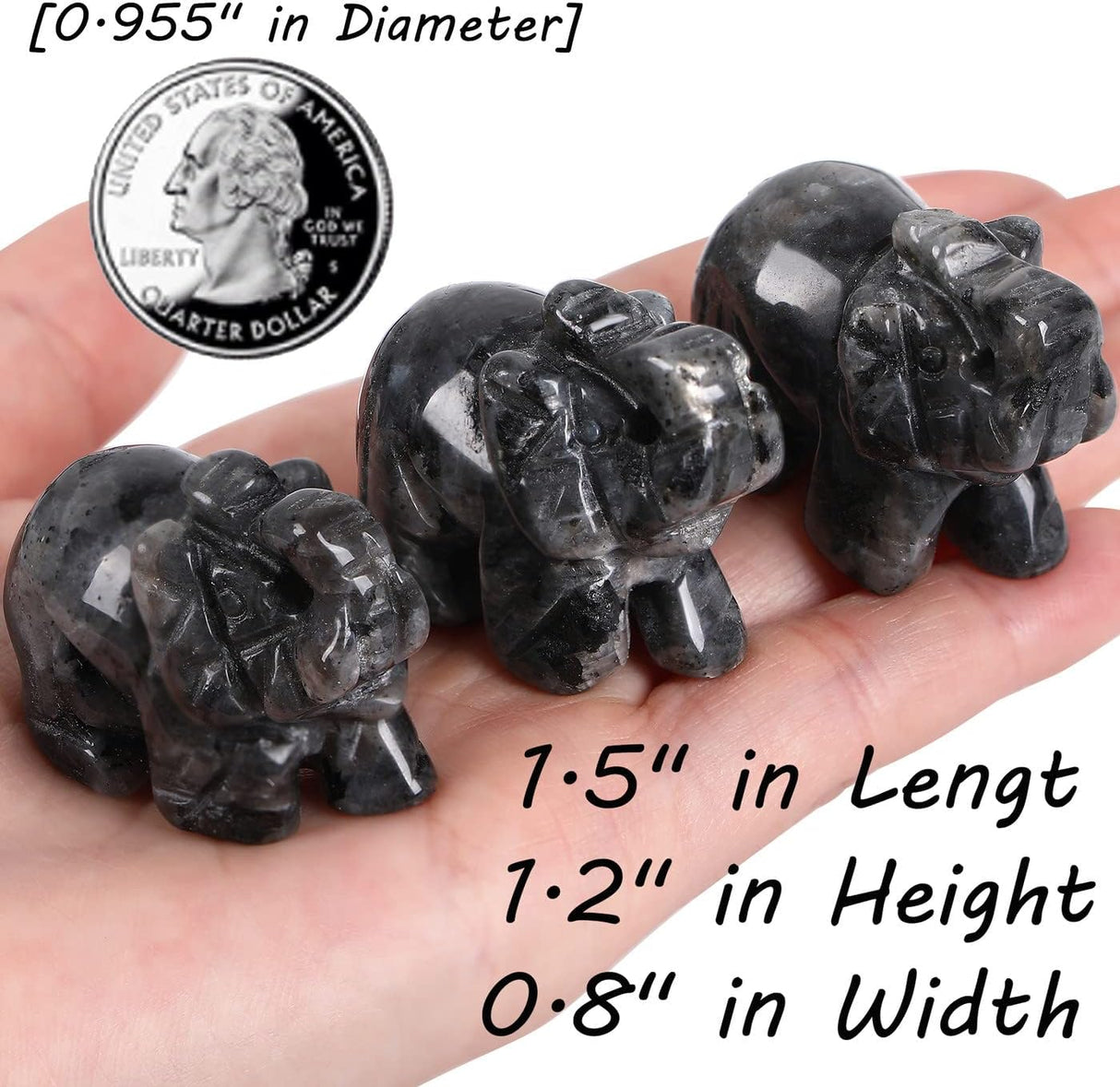 QINJIEJIE Decoración de elefante de cristales, labradorita