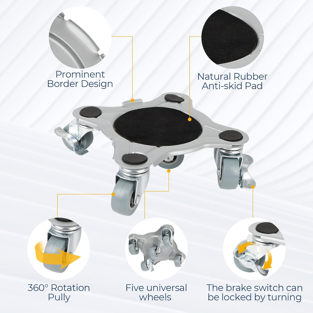 Carretilla de Muebles GCCSJ, 5 Ruedas, 360°, 3086 LB, Modelo 3086
