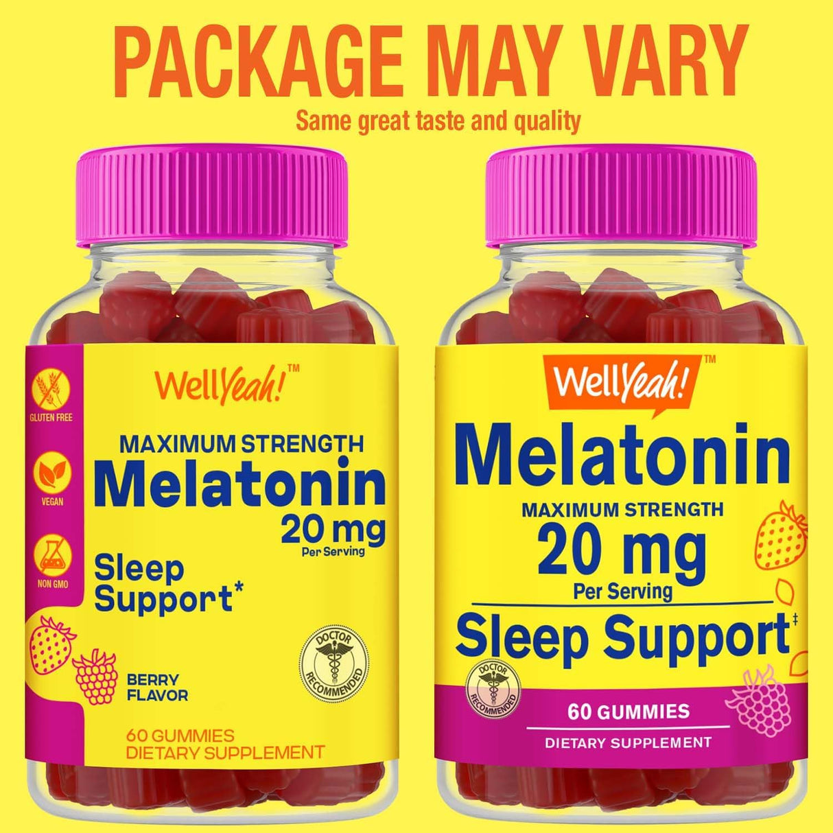 Gomitas para el sueño de 20 mg (paquete de 2), sabor a baya