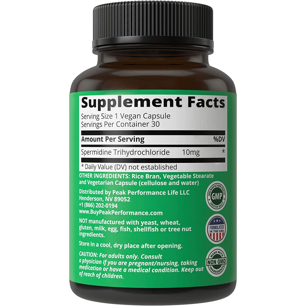 Suplemento de espermidina de ultra alta resistencia 30 cap