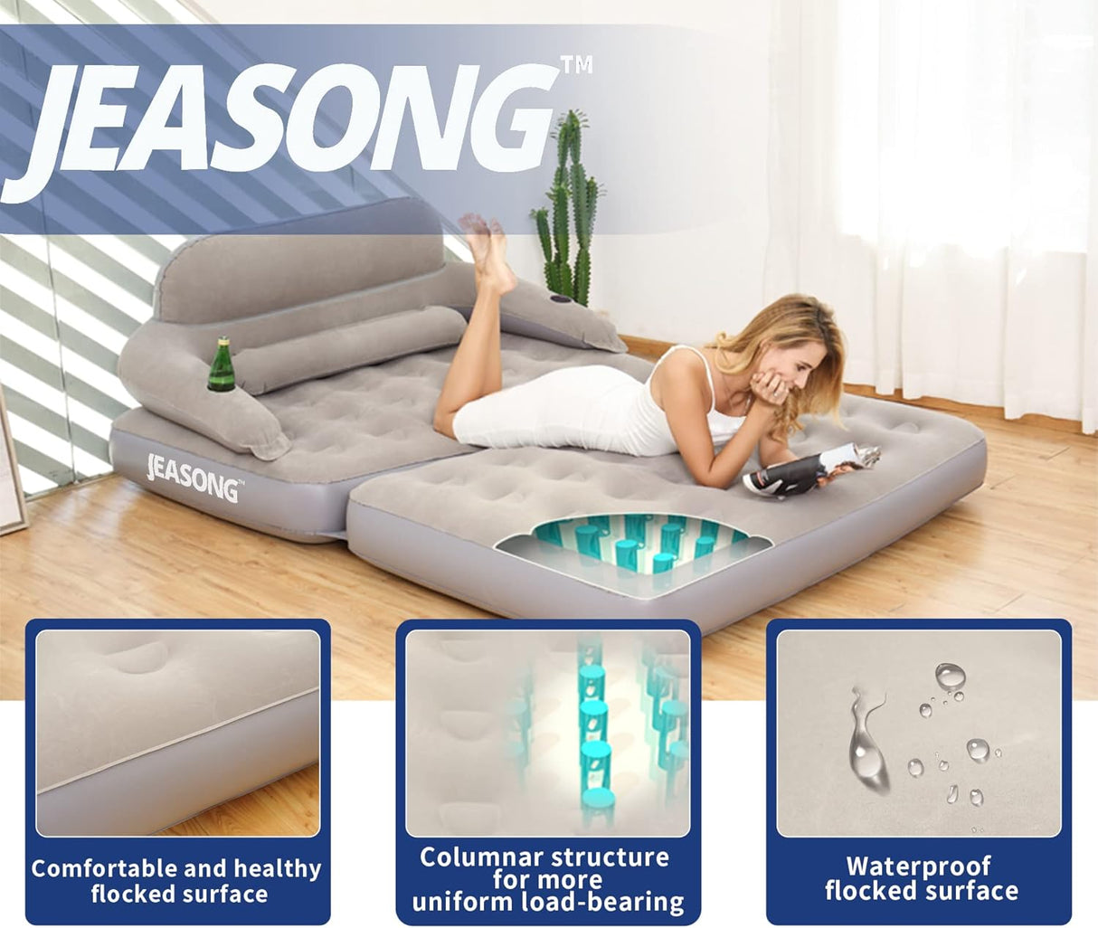 Sofá Inflable JEASONG con Respaldo y Bomba, Multiusos