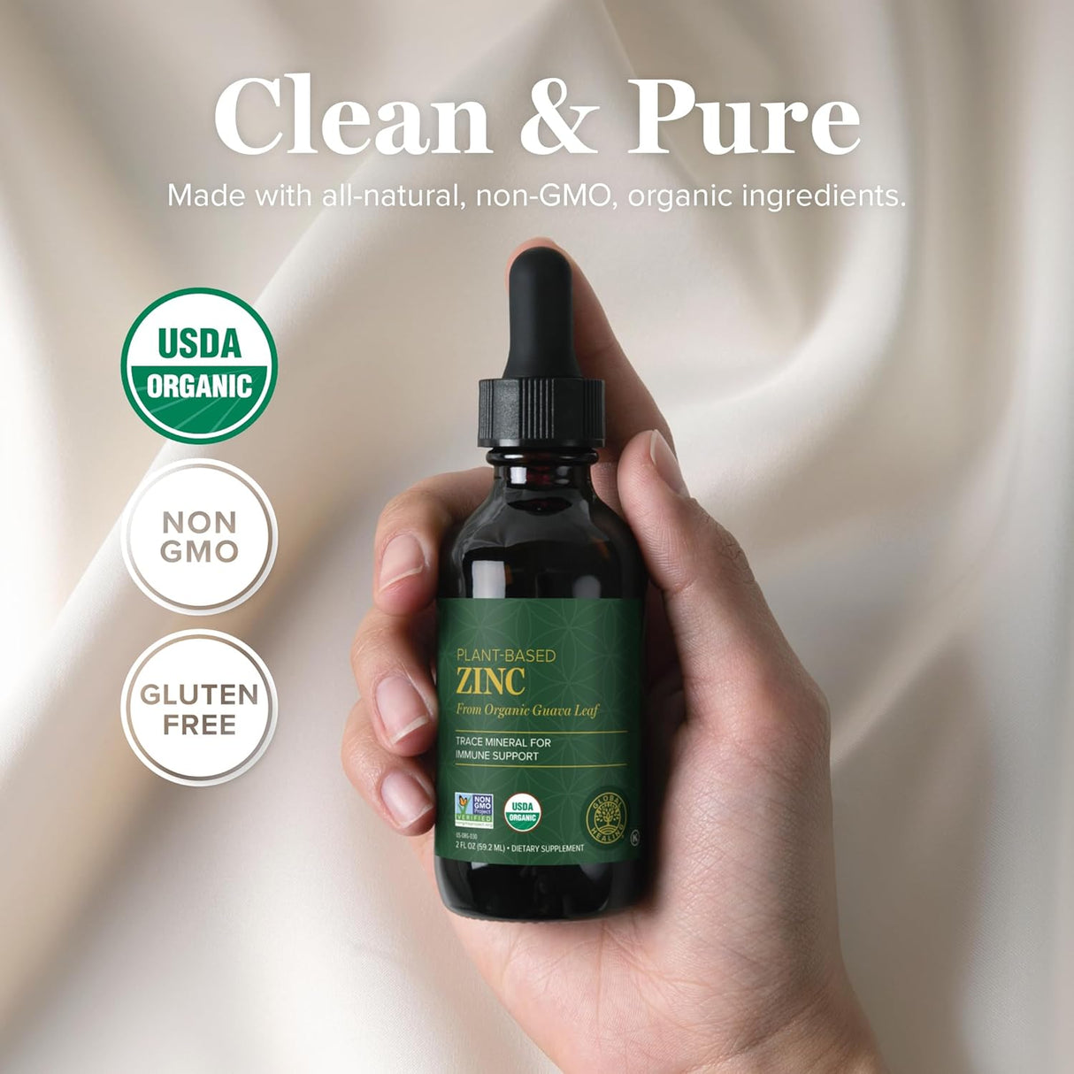 Suplemento de Zinc Orgánico Líquido USDA Global Healing, 2oz