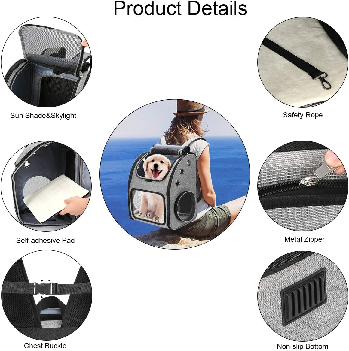 Mochila expandible para mascotas de viaje portátil