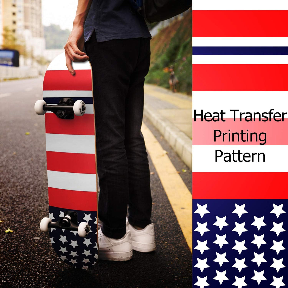 Patineta Completa para Principiantes 31 x 7.88, 7 Capas, Doble Kick