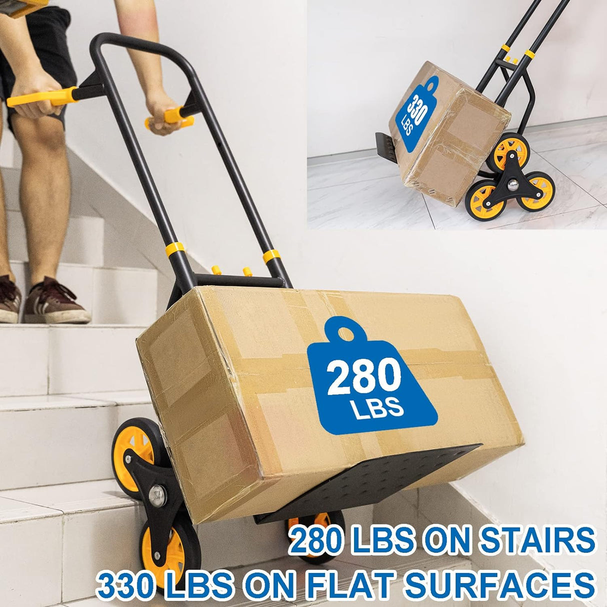 Carretilla Escalera Plegable, Capacidad 330 Lbs, 6 Ruedas