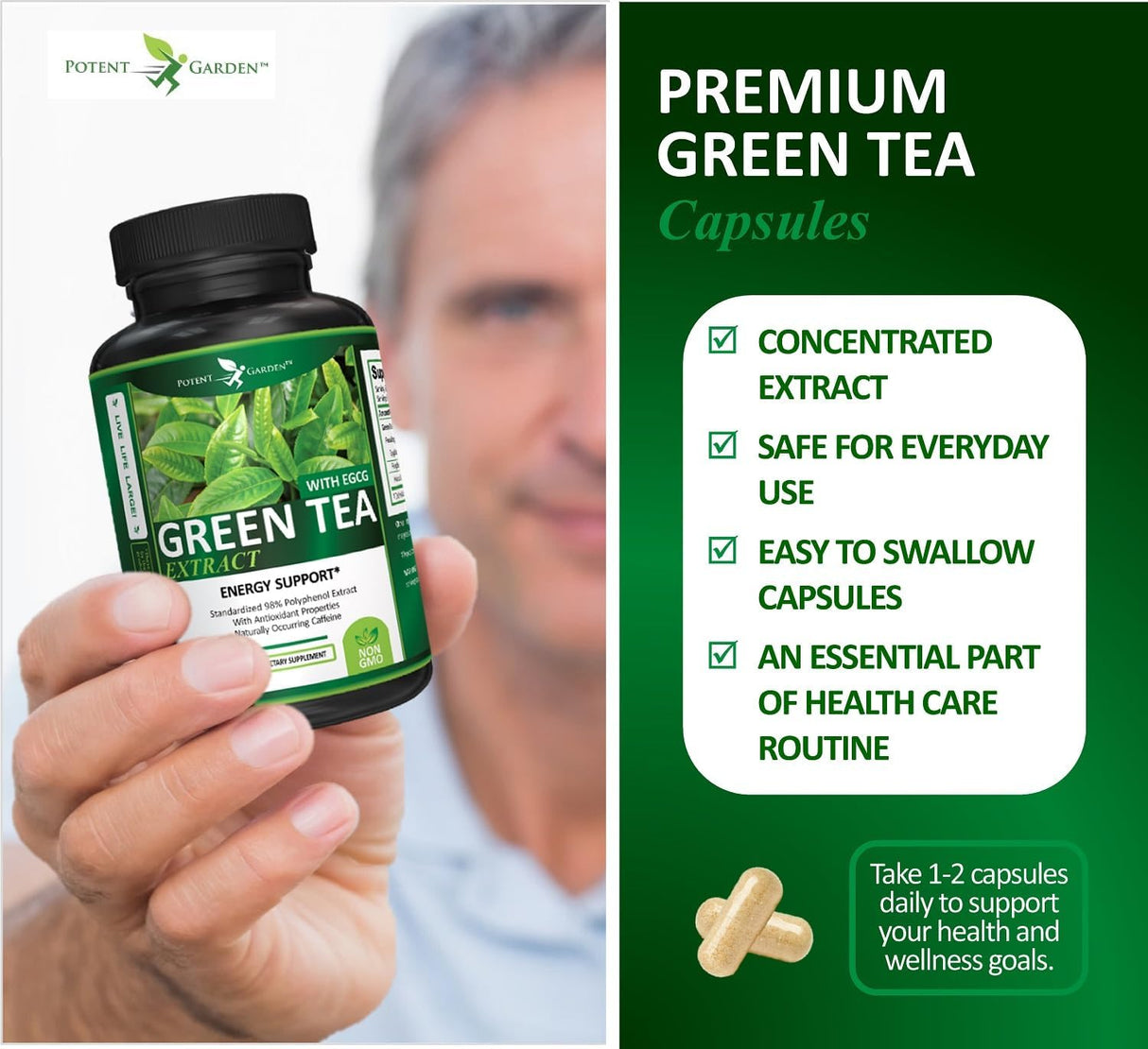 Extracto de Té Verde Potente con EGCG, Energía y Defensa Natural