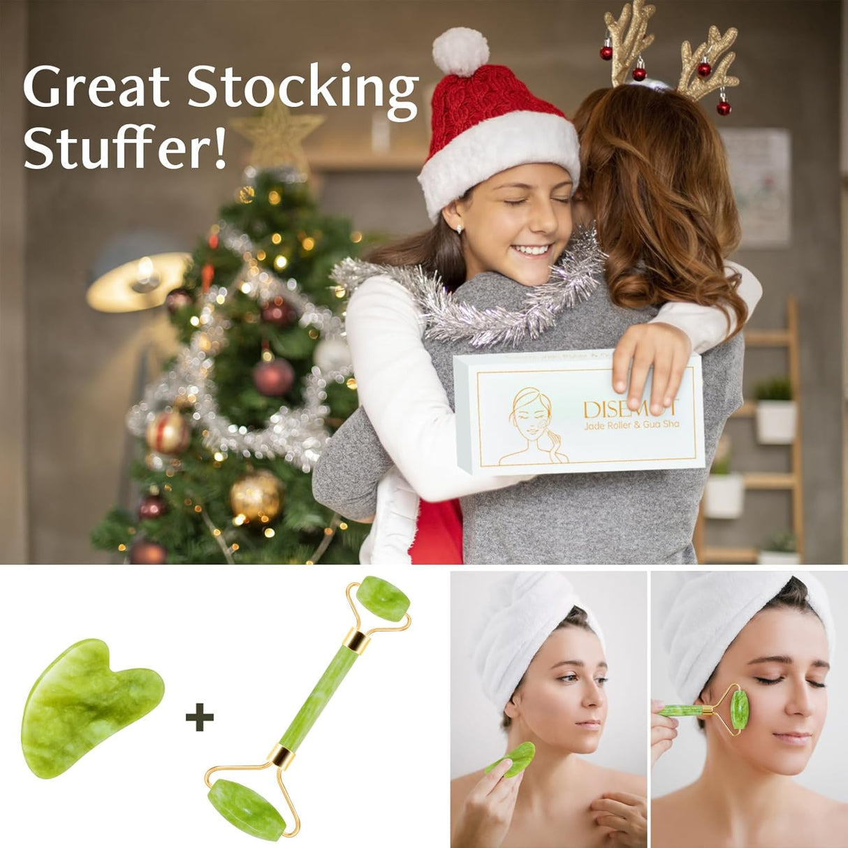 Rodillo de jade y herramientas faciales Gua Sha Disemot