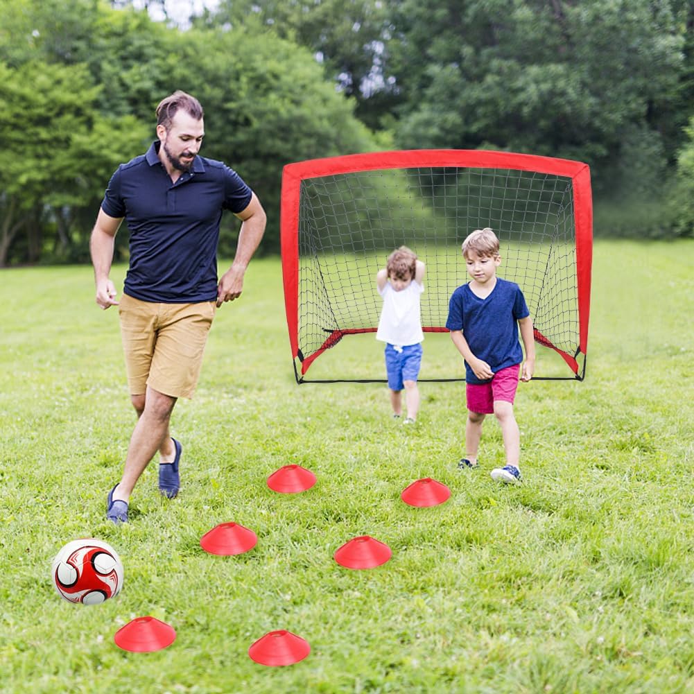 Juego de portería de fútbol desplegable con red para niños