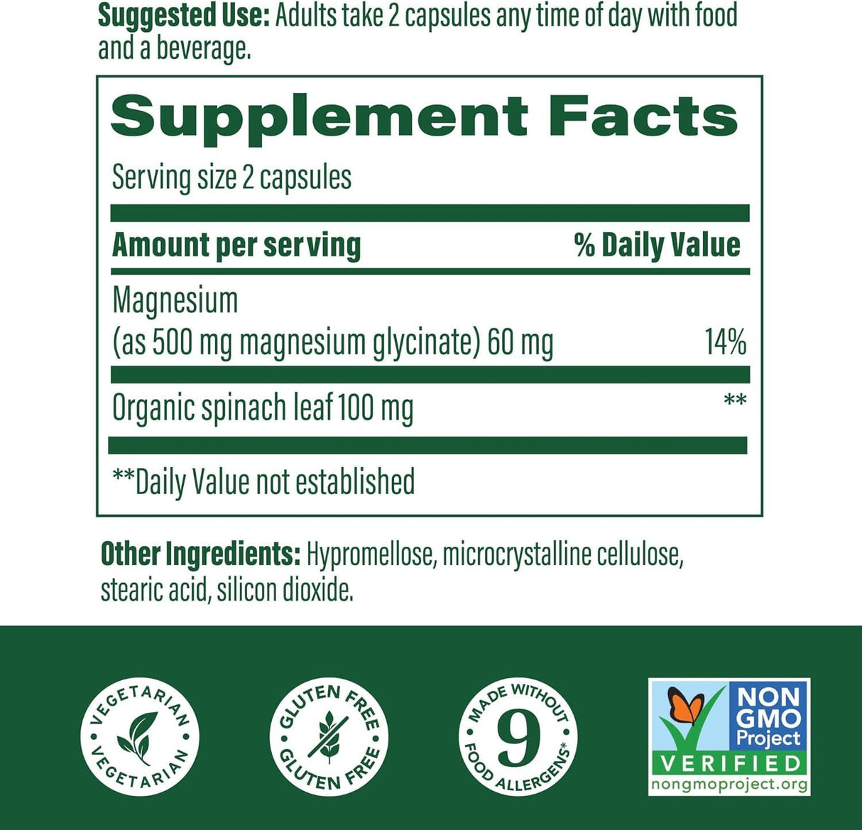 MegaFood Magnesio Glicinato 500mg - Suplemento Calmante 120 Cápsulas