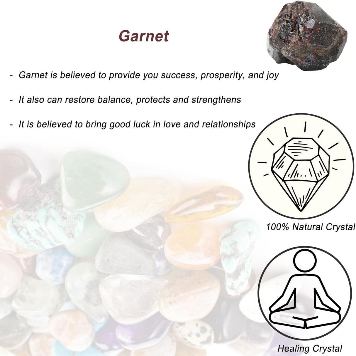 Cristales de Granate Natural, Roca Rugosa para Sanación