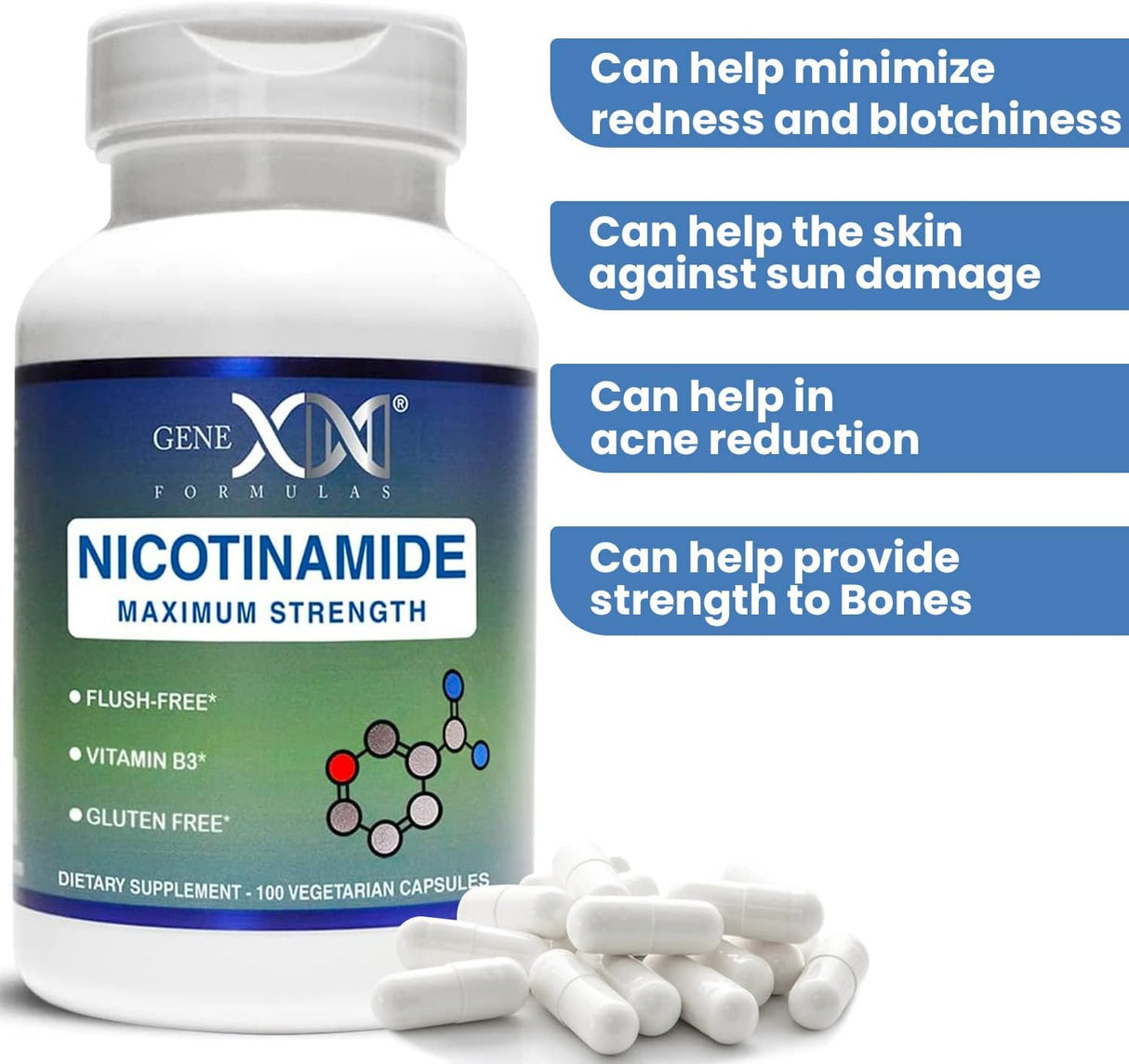 Suplemento Nicotinamida 500 mg no ribósido ni mononucleótido