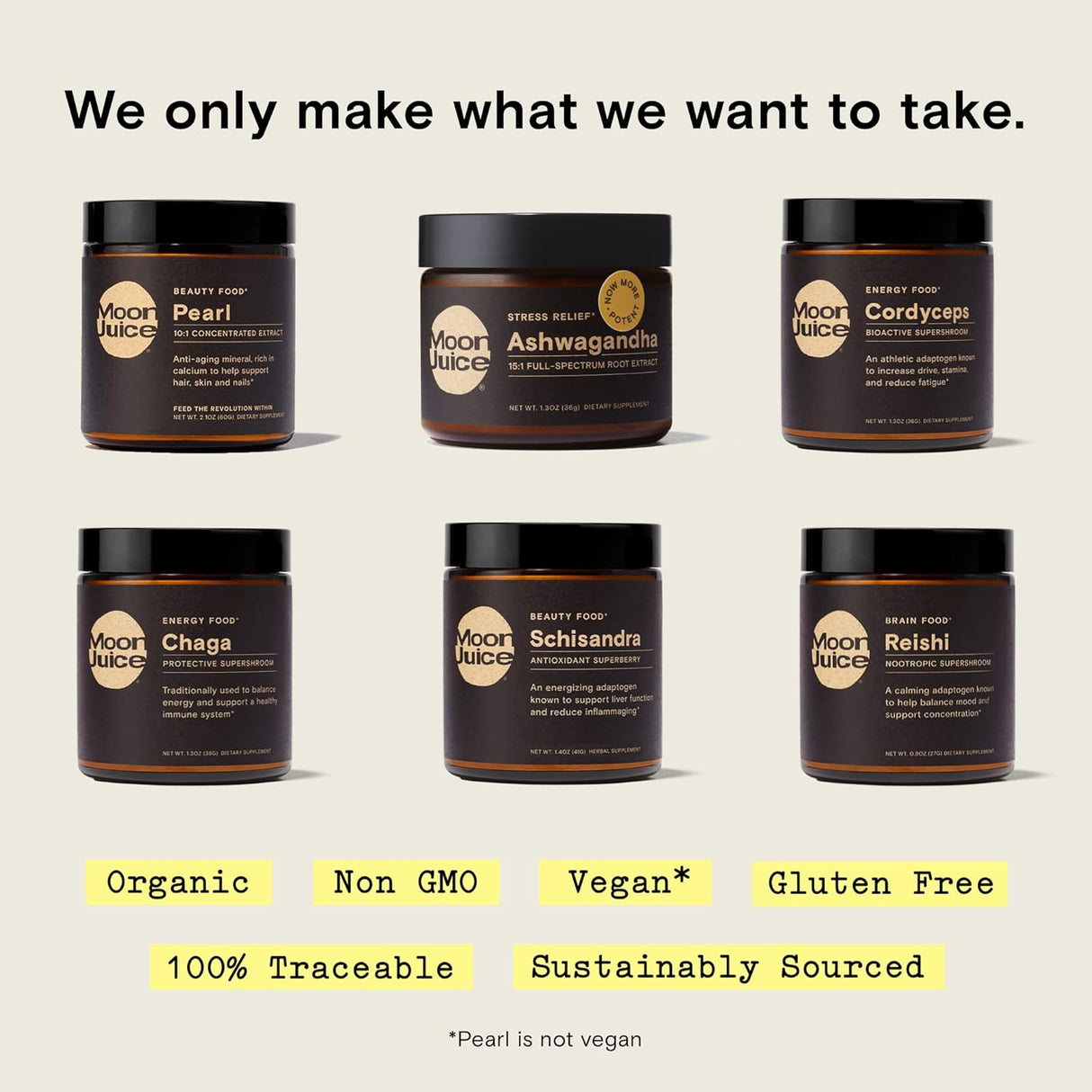 Suplemento de Ashwagandha Moon Juice, 72 Porciones, Vegano