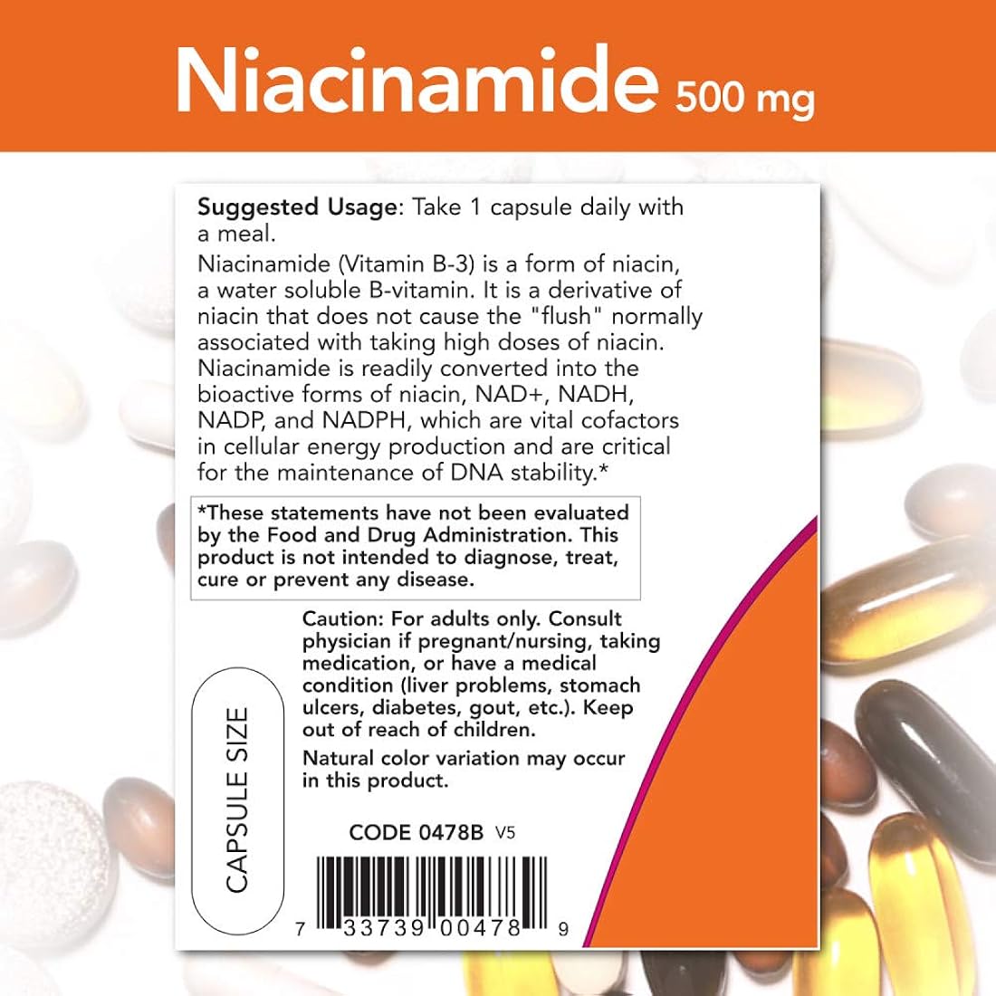Suplemento Niacinamida 500 mg de vitamina B-3 100und 3 pack