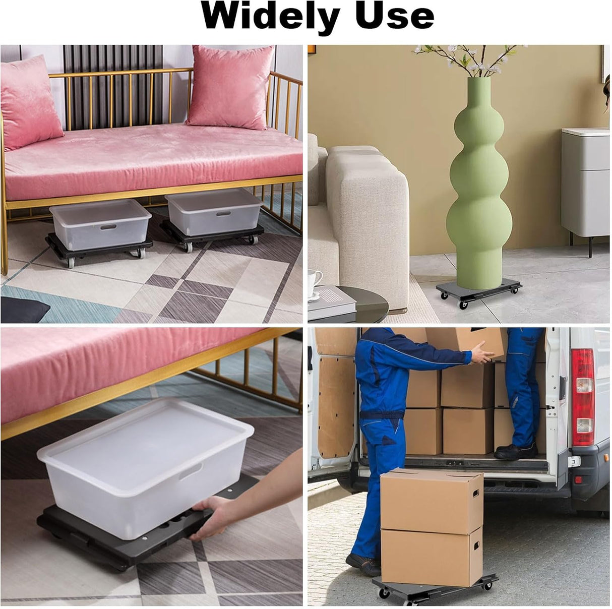 Carretilla de Mudanza, Mini Dolly 4 Ruedas, 500 Lbs, 16.3x11