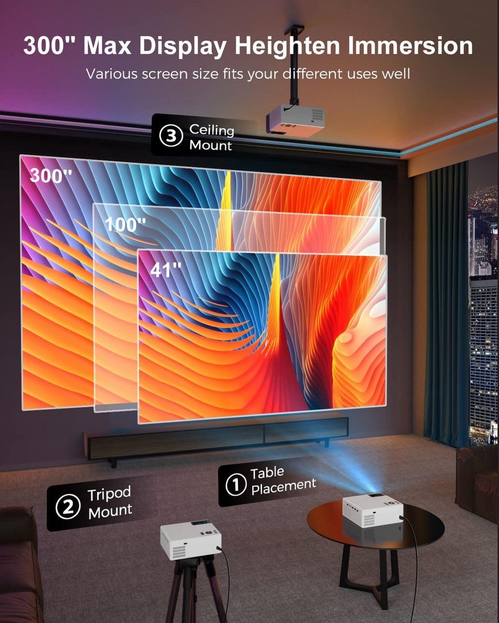 Proyector FUDONI 4K Portátil WiFi Bluetooth 18000L HD 1080P