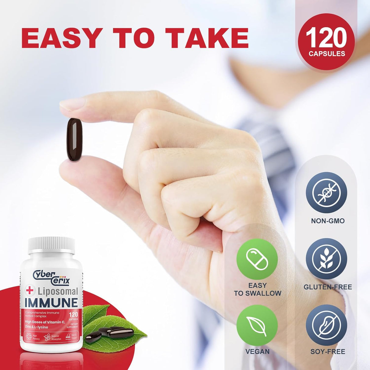 Suplemento Inmunológico Avanzado, 1500mg L-Lisina, 120 Cápsulas