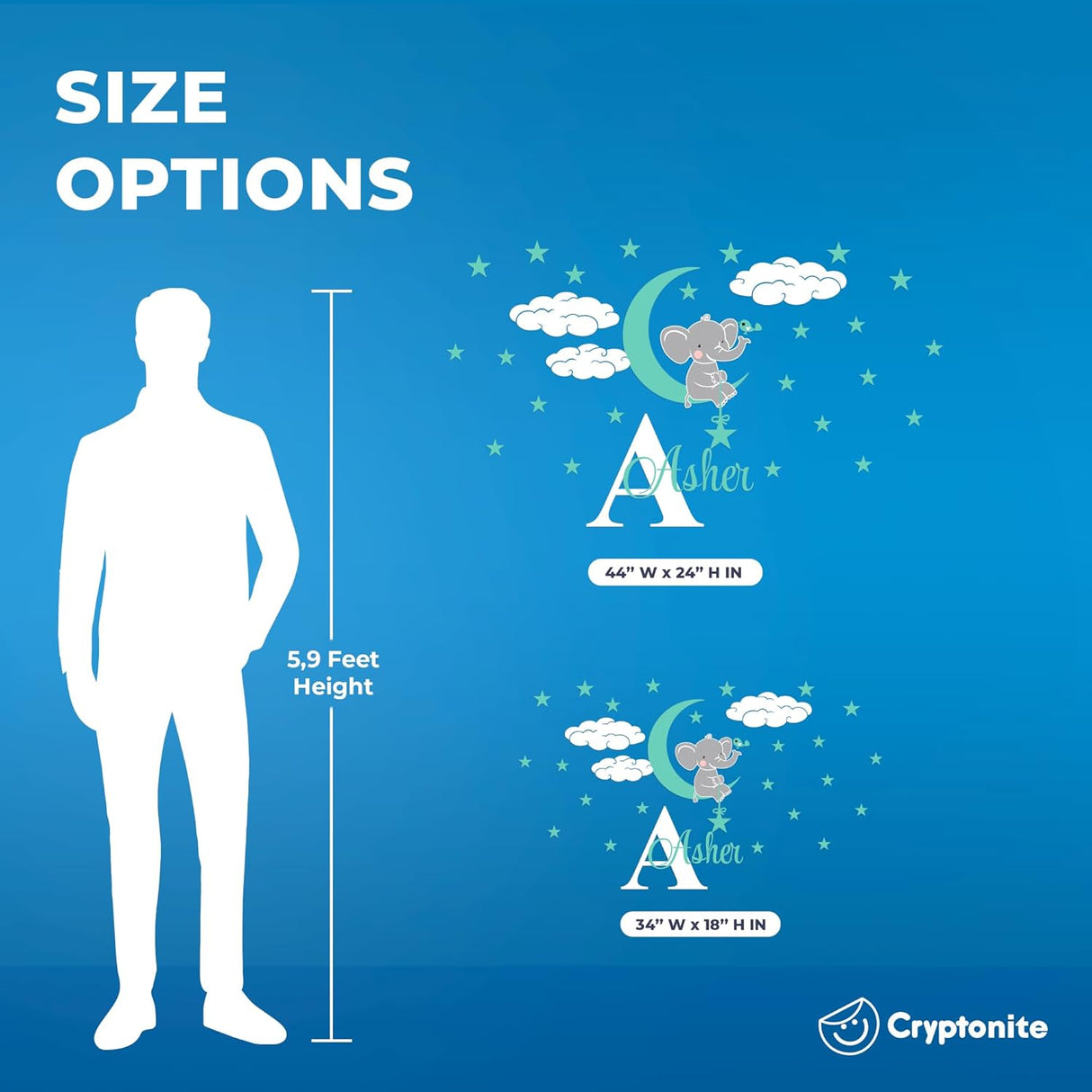 Decoración de Pared Elefante, Ideal para Bebés, Modelo 34x18