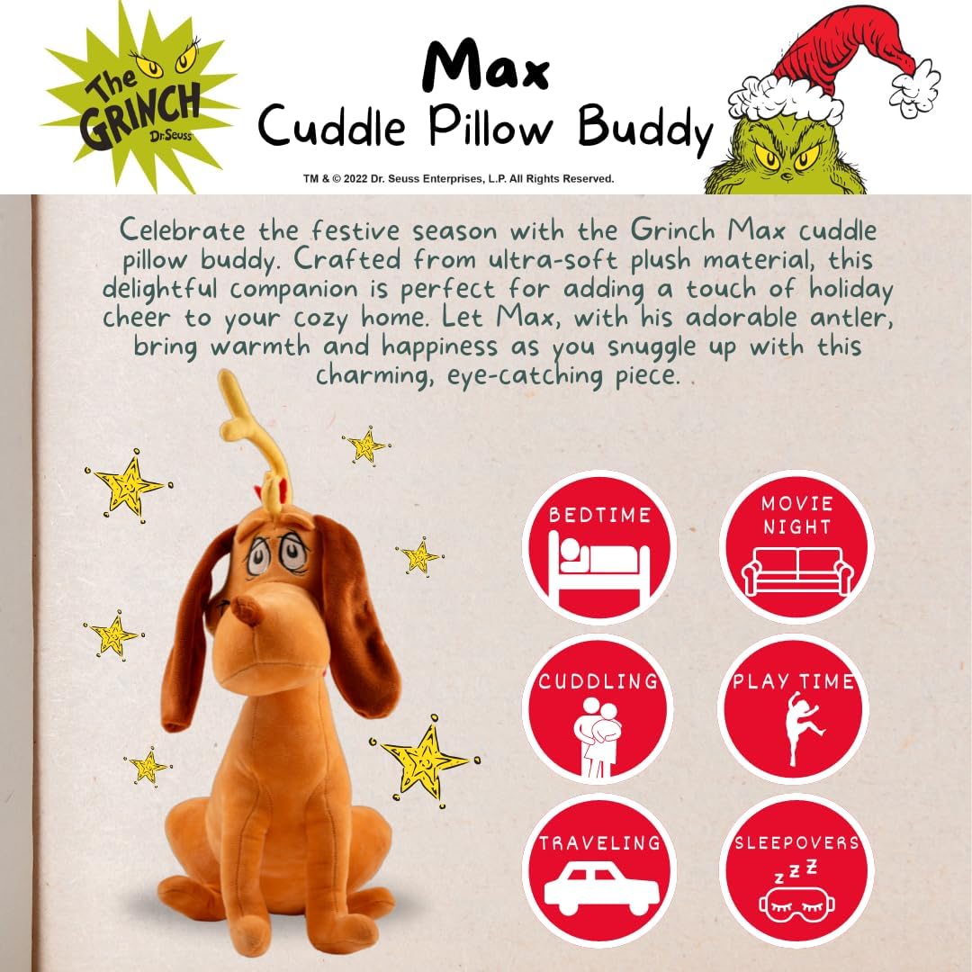 Almohada Cuddle Max Perro Dr. Seuss Suave Navidad Oficial