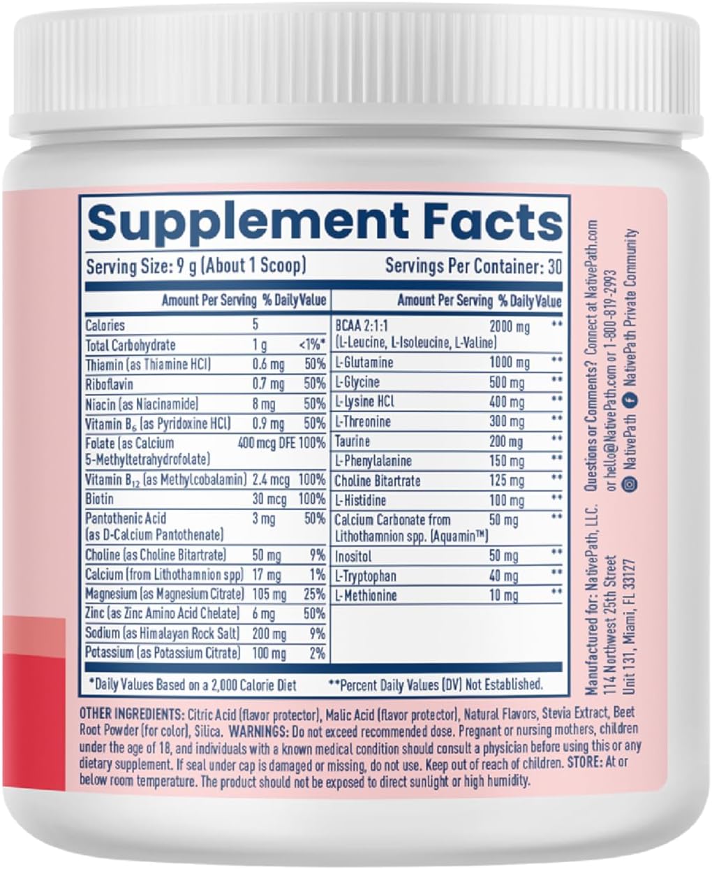 Electrolitos en Polvo NativePath, Sin Azúcar, 30 Porciones