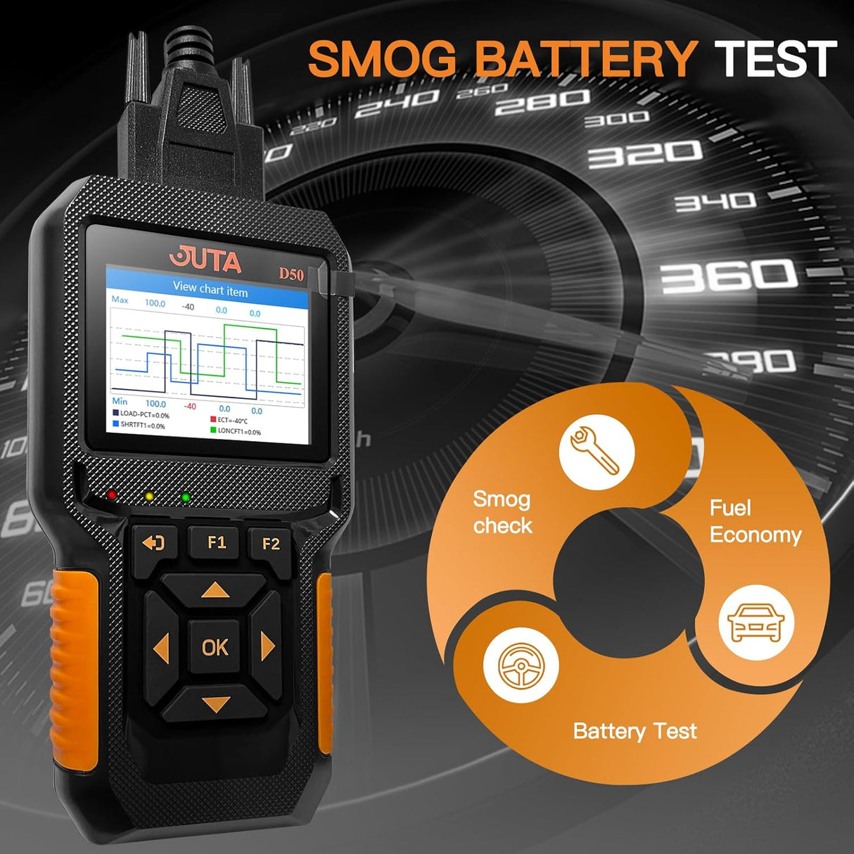 Escáner JUTA D50 OBD2 para coches y camiones, diagnóstico HD