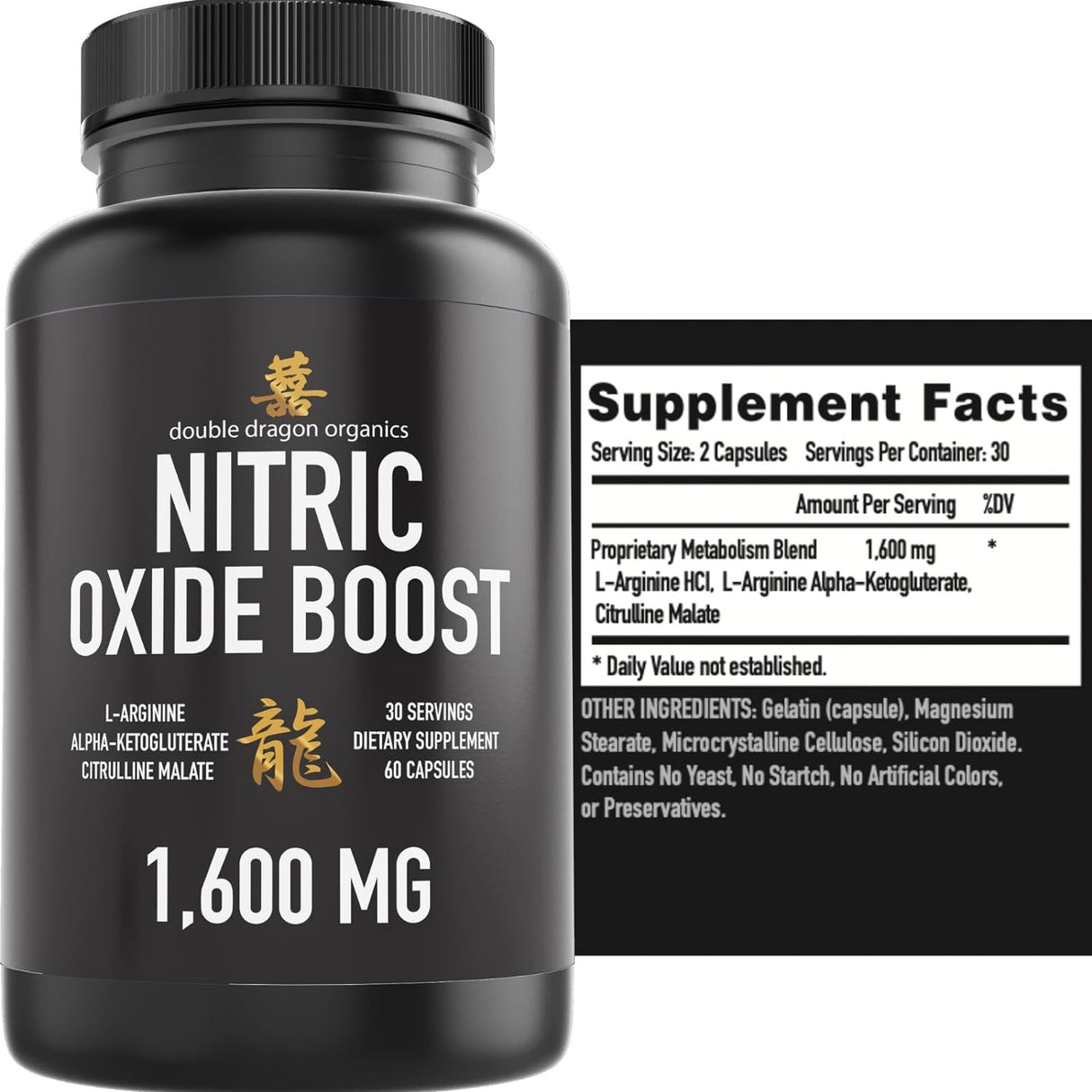 Suplemento potenciador de óxido nítrico, 1600 mg extra