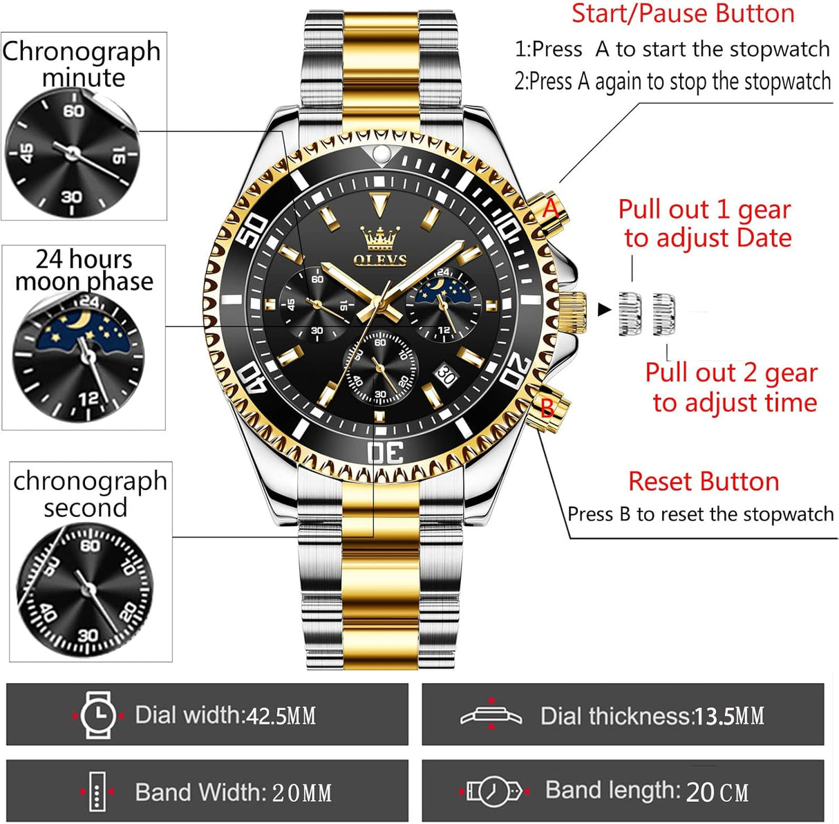 Reloj para hombre de cuarzo analógico 2870-5585 OLEVS