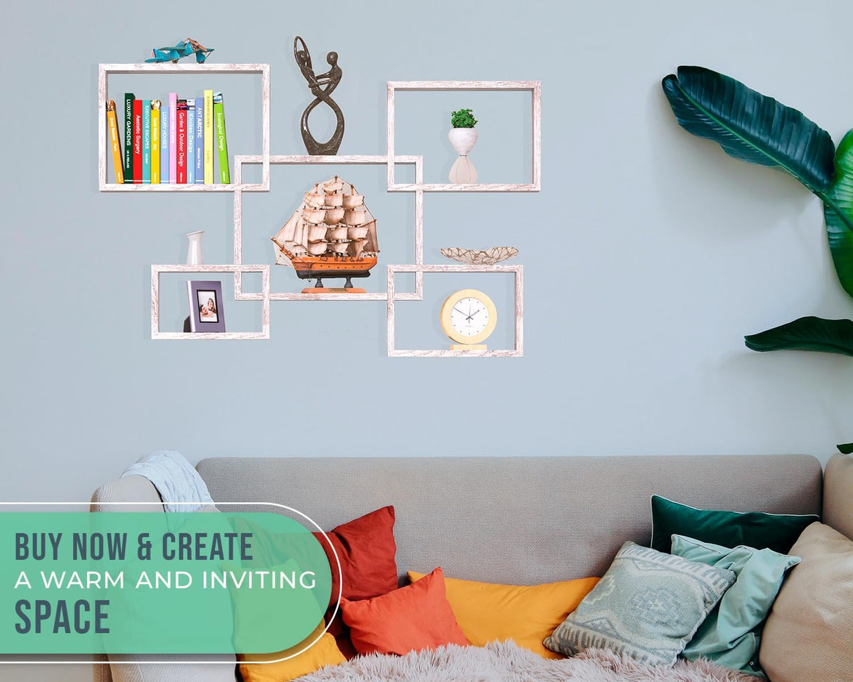 Estanterías Flotantes Cuadradas Rústicas - Set de 5 - Incluye Tornillos