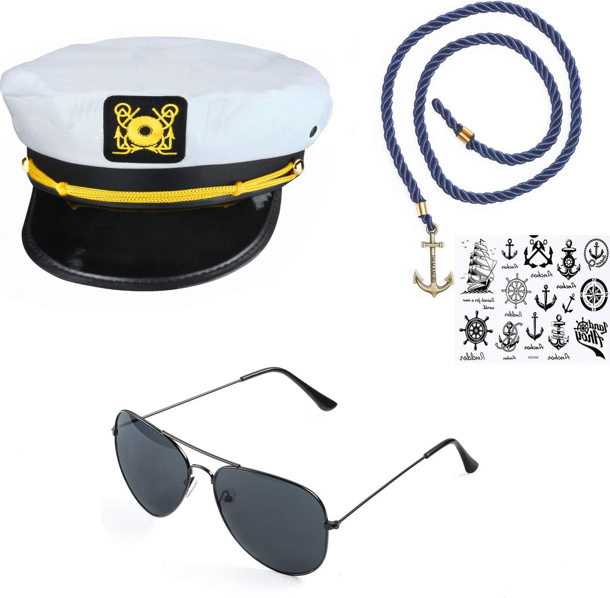 Set de accesorios Beelittle: gorra de capitán y gafas aviador
