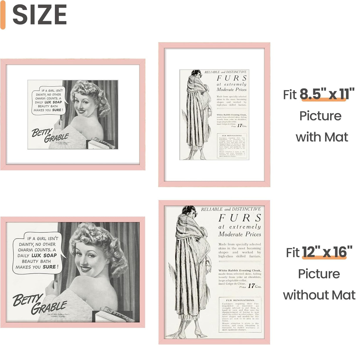 Marco de fotos 12x16, muestra 8.5x11 con o sin paspartú