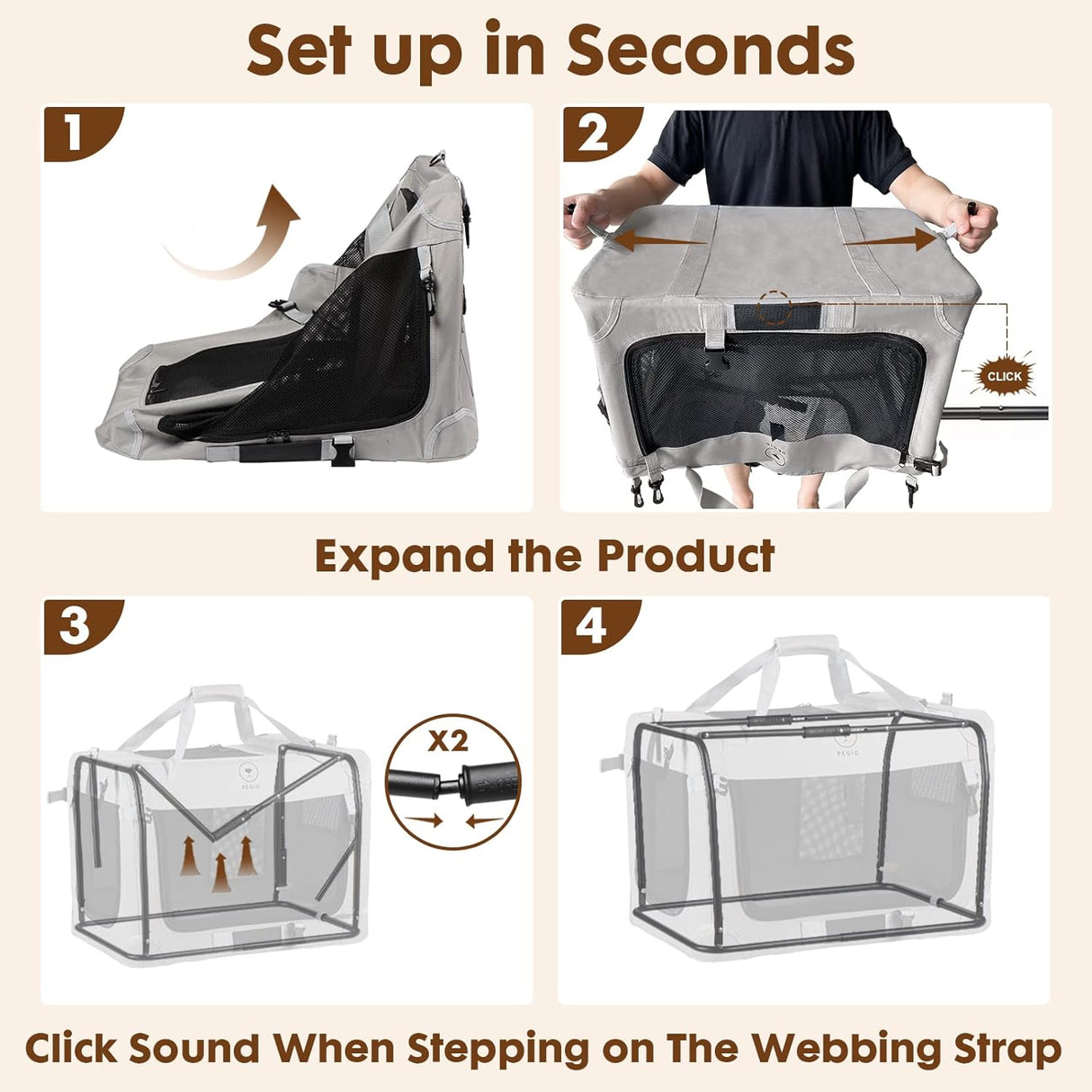 Transportadora Grande para 2 Gatos, Marca XYZ, 24x16x16