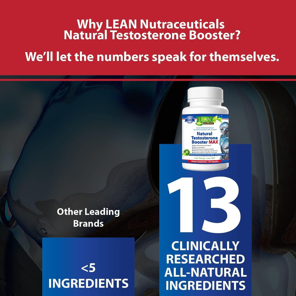 Suplemento Potenciador de testosterona para hombres 90 cáp