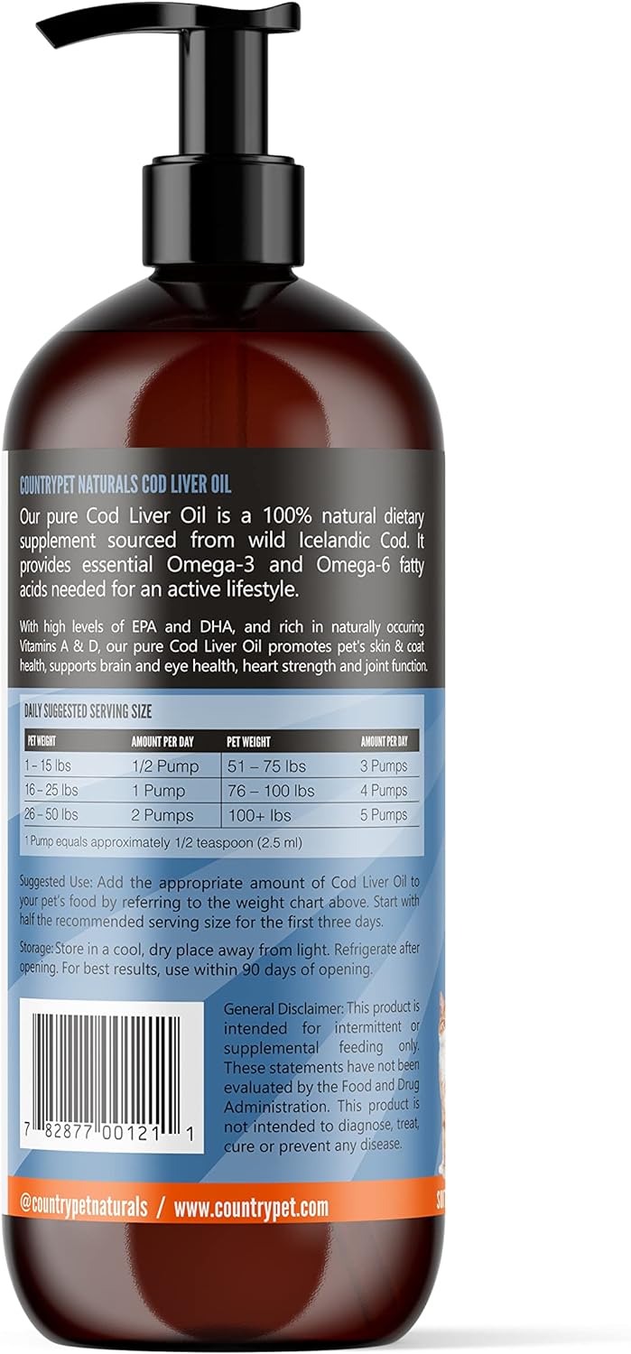 Suplementos de aceite Omega 3 con Omega 3, EPA, DHA, vitamina A, vitamina D, aceite de hígado de bacalao puro que apoya la picazón en la piel, la movilidad, la piel y el pelaje