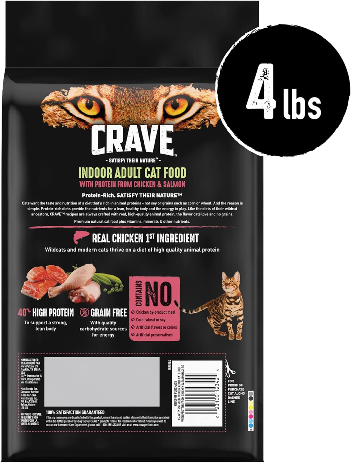 Alimento seco para gatos CRAVE alto en proteína, sin cereales
