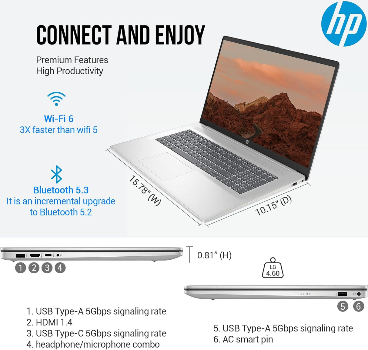 Laptop HP 17.3 FHD, Intel i5, 64GB RAM, 2TB SSD, Windows 11