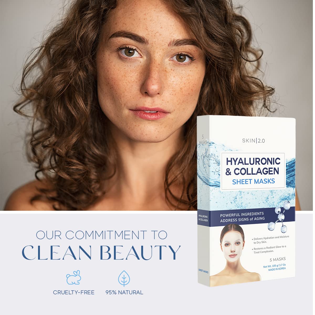 Máscara Facial de Ácido Hialurónico y Colágeno Hidratante